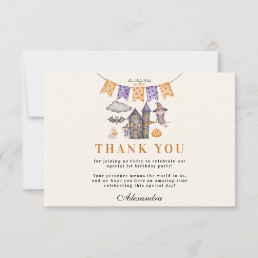 Carte De Remerciements Notre Petite Sorcière En Tourne Une (Devant)