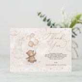 Carte De Remerciements Noun ours sur un croissant de Lune | Ballons Nuage (Debout devant)