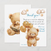 Carte De Remerciements Nounours Beige Ballon  (Devant / Derrière)