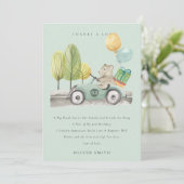 Carte De Remerciements Nounours de fête d'anniversaire Aqua Vert Mignon p (Debout devant)