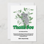 Carte De Remerciements Nounours de koala mignon grimpant un eucalyptus (Devant)