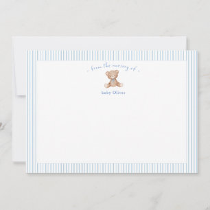 Carte De Remerciements Nounours en ours en peluche bleu