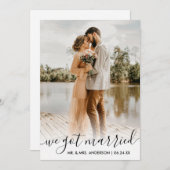 Carte De Remerciements Nous Avons Marié Moderne Design Script Overlay Car (Devant / Derrière)