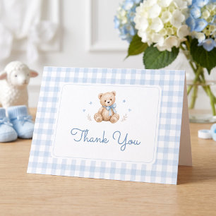 Carte De Remerciements Nous pouvons à peine attendre Ours bleu aquarelle