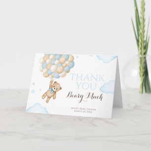 Carte De Remerciements Nous pouvons à peine attendre ours en ballon bébé
