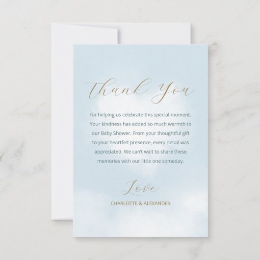 Carte De Remerciements Nous sommes sur Cloud 9 Elegant Script Baby shower (Dos)