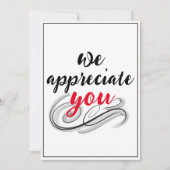 Carte De Remerciements Nous Vous Apprécions Script Scroll Appréciation (Devant)