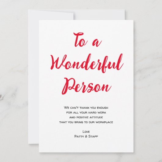 Carte De Remerciements Nous Vous Apprécions Script Scroll Appréciation (Dos)