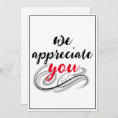 Carte De Remerciements Nous Vous Apprécions Script Scroll Appréciation (Devant / Derrière)