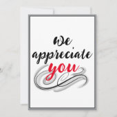 Carte De Remerciements Nous Vous Apprécions Script Scroll Grey Appréciati (Devant)