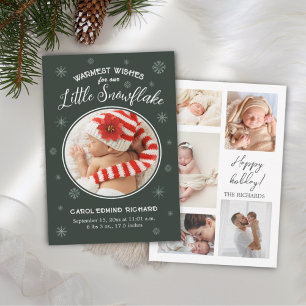 Carte De Remerciements Nouveau bébé premier Noël Statistiques de naissanc