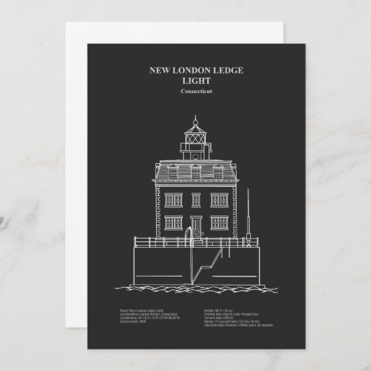 Carte De Remerciements Nouveau phare de London Ledge - Connecticut - PD (Devant / Derrière)