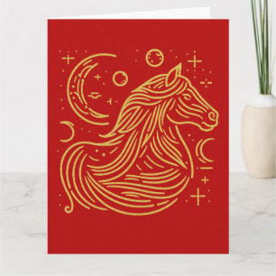 Carte De Remerciements Nouvel An lunaire 2026 Année du Cheval Chinois