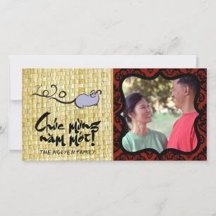 Carte De Remerciements Nouvel An vietnamien Rat 2020 Accueil Famille TYC2