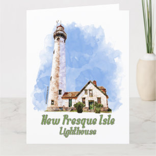 Carte De Remerciements Nouvelle aquarelle du phare de Presque Isle - Mich