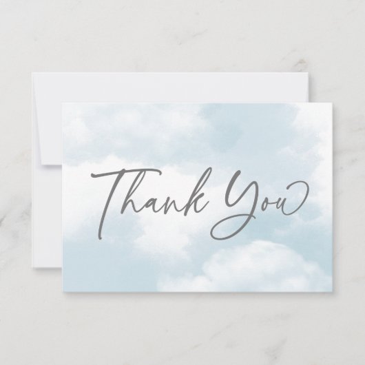 Carte De Remerciements Nuage neuf nuptiale douche pastel gris nuages (Devant)