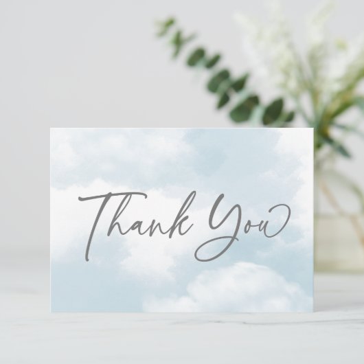 Carte De Remerciements Nuage neuf nuptiale douche pastel gris nuages (Debout devant)