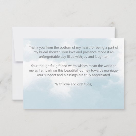 Carte De Remerciements Nuage neuf nuptiale douche pastel gris nuages (Dos)