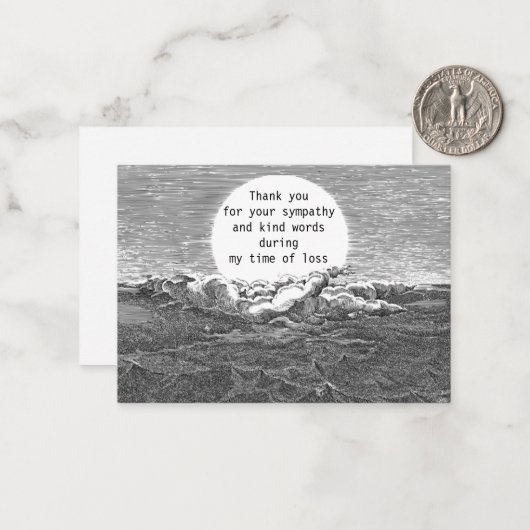 Carte de remerciements nuageuse foncée (Devant/Arrière en situation)