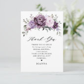 Carte De Remerciements Nuances de Dusty pourpre fleurs Moody Fête des mar (Debout devant)