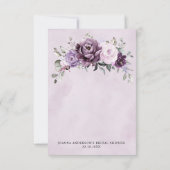 Carte De Remerciements Nuances de Dusty pourpre fleurs Moody Fête des mar (Dos)