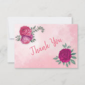 Carte De Remerciements Nuances de Magenta Rose Rose Moderne Floral Boho (Devant)