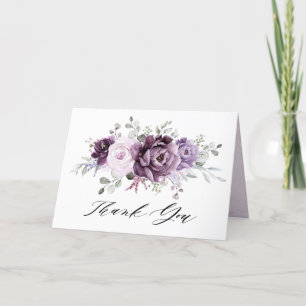 Carte De Remerciements Nuances de pourpre Dusty fleurs Floral douche nupt