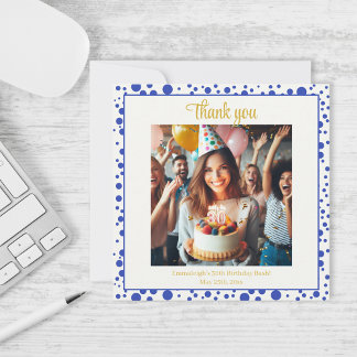 Carte De Remerciements Nuances de pourpre : Une fête d'anniversaire bleu-