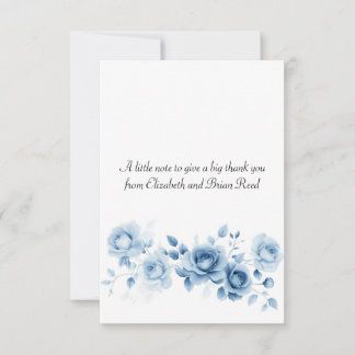 Carte De Remerciements Nuances de Roses Bleues Dessin Floral Vintage