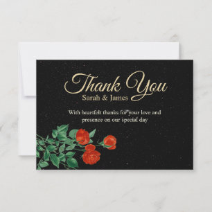 Carte De Remerciements Nuit étoilée lunatique Roses cramoisies de mariage
