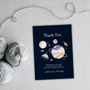 Carte De Remerciements Nuit Galaxie Espace Lune Étoile Garçon Baby Shower
