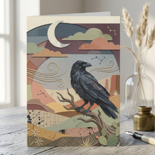Carte De Remerciements Nuit mystérieuse du désert du corbeau