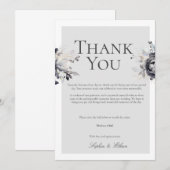 Carte de remerciements numérique floral noir simpl (Devant / Derrière)