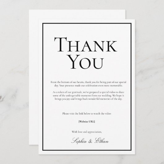 Carte de remerciements numérique traditionnelle si (Devant / Derrière)