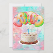 Carte De Remerciements Numéro 1 Bougie sur gâteau, Joyeux anniversaire, C (Devant)