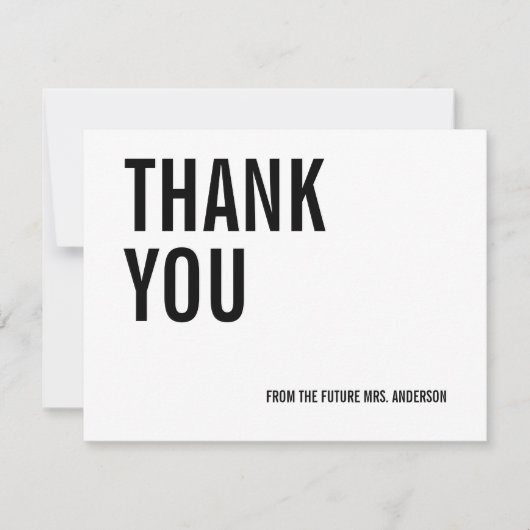 Carte de remerciements nuptiale de typographie sim (Devant)