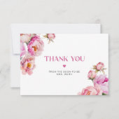 Carte de remerciements nuptiale rose vif (Devant)