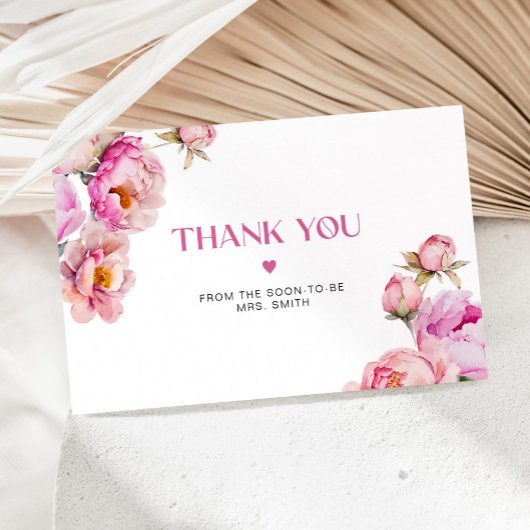 Carte de remerciements nuptiale rose vif