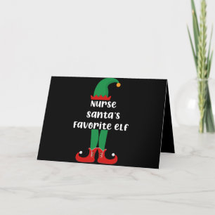 Carte De Remerciements Nurse Santa's Favorite Elf Funny Nurse Christmas