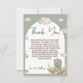 Carte De Remerciements Nursery Boho Bear Baby shower vert Floral (Devant)