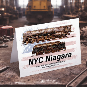 Carte De Remerciements NYC Niagara Steam Locomotive Profile Drapeau améri