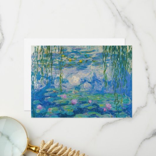 Carte De Remerciements Nymphéas par Claude Monet (Devant/Arrière en situation)