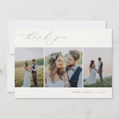 Carte De Remerciements OASIS Minimalist 3 Photo Wedding (Devant)