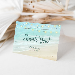 Carte De Remerciements Ocean Aqua Blue Beach String Mariage