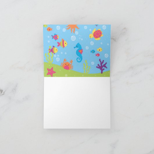 Carte De Remerciements Ocean Dreams Turtle and Fish Thank You Card (Intérieur)