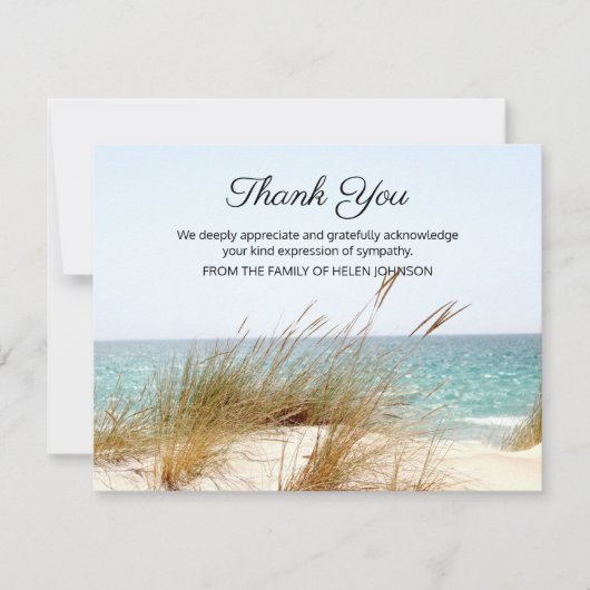 Carte De Remerciements Ocean View Funeral Thank You Note Card (Devant)