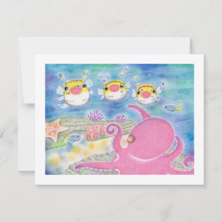 Carte De Remerciements Octopus Porcupinefish Music Any Occasion Flat Card