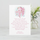 Carte de remerciements octopus rose Baby shower d' (Debout devant)