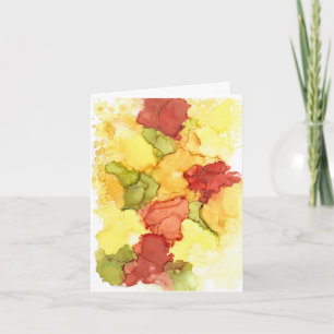 Carte De Remerciements OEuvre Abstraite en encre d'alcool couleurs vives