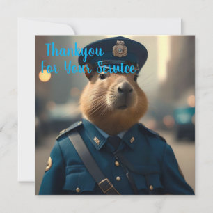 Carte De Remerciements Officier Capybara : Garder la paix,